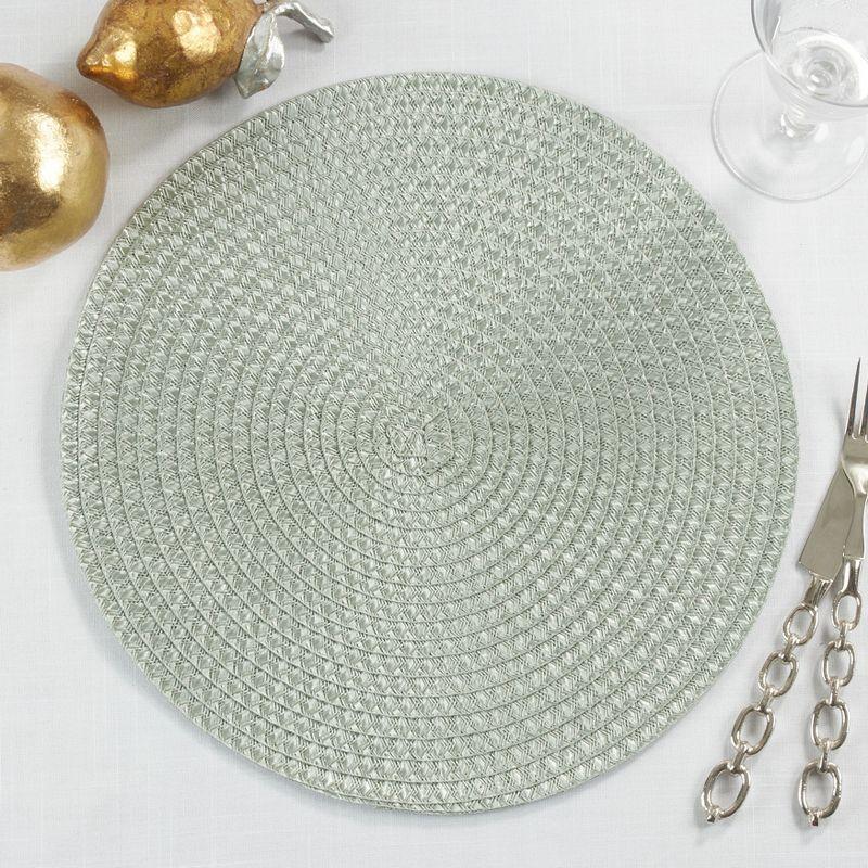 Mint Round Woven Fabric Table Mats Set of 4