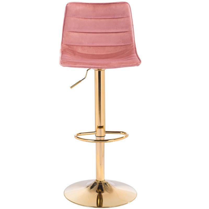 Adjustable Pink and Gold Saddle Style Swivel Bar Stool