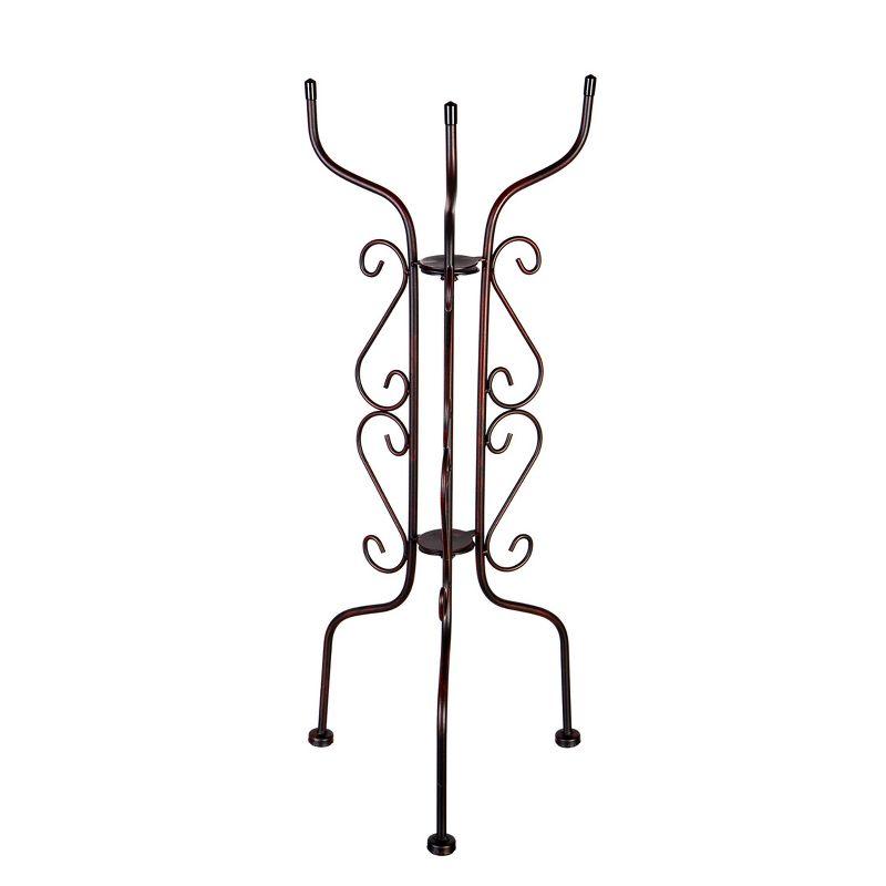 Tall Black Metal Scroll Bird Bath Stand