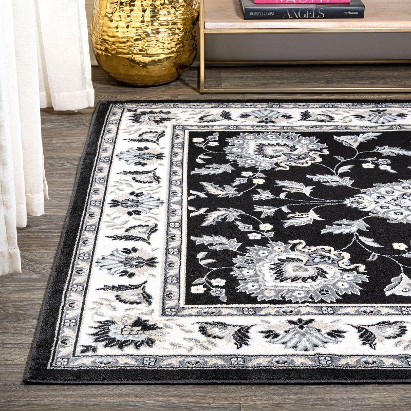 5'x 8' Cherie French Cottage Area Rug, Black/Cream - JONATHAN Y