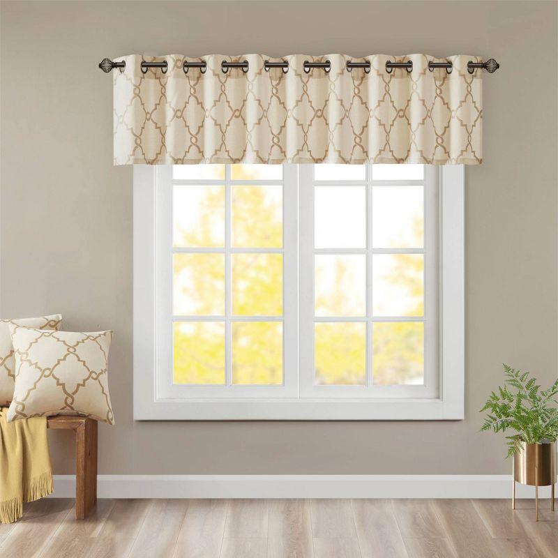 Madison Park Saratoga Fretwork Print Grommet Top Single Window Valance