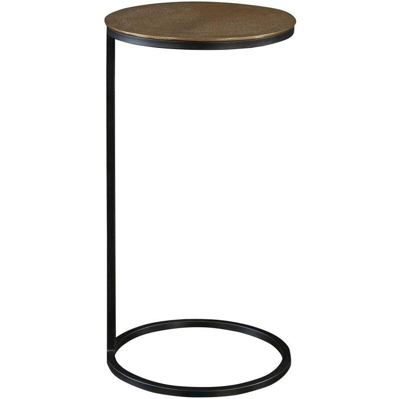 Round Black and Gold Metal Accent Table