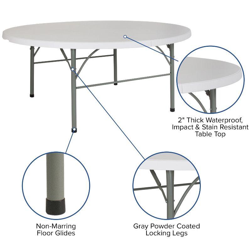 Noah Stonewall 6' Round Plastic Folding Event Table with Carrying Handle by Flash Furniture