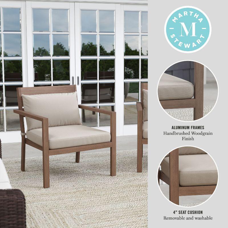 Martha Stewart Martha Stewart Bedford All-Weather Patio Accent Chairs with Seat and Lumbar Cushions (Set of 2)