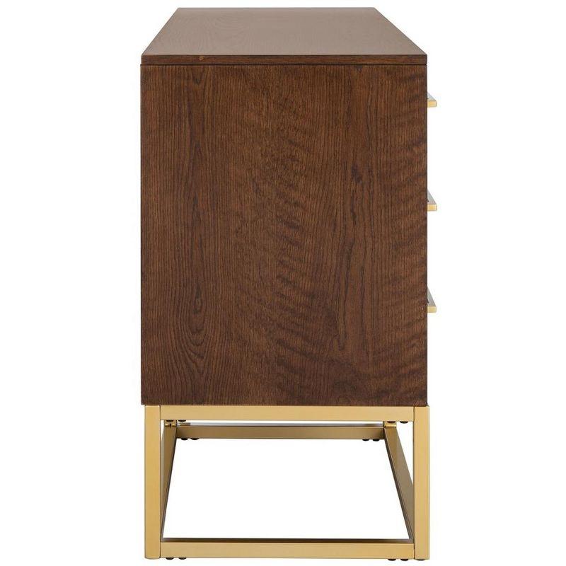 Estelle Transitional Walnut Dresser with Brass Accents 56"