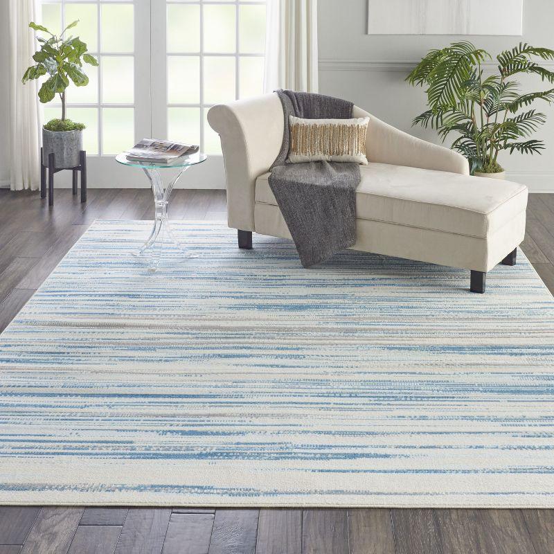 Nourison Jubilant 7'10" x 9'10" (8' x 10') Blue Area Rug Coastal Contemporary Striped by Nourison