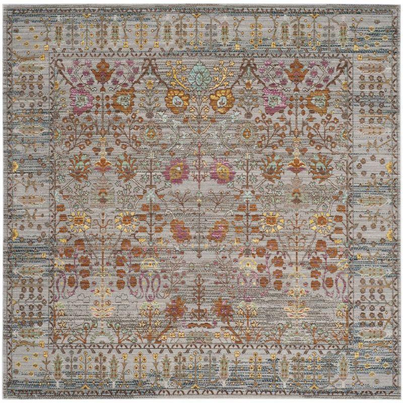 Valencia VAL108 Power Loomed Indoor Area Rug - Grey/Multi - 6'7"x6'7" - Safavieh