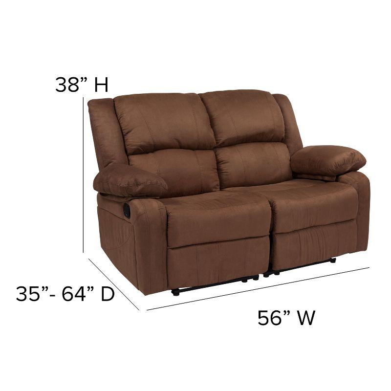 Chocolate Brown Microfiber Reclining Loveseat with Pillow-top Arms