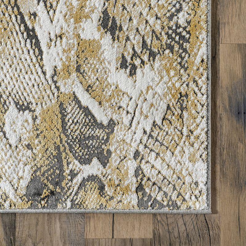 Modern Beige 8' x 10' Synthetic Snake Pattern Area Rug