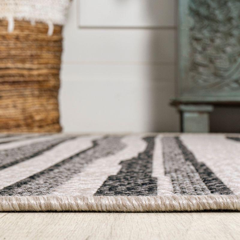 5' x 8' Castara Wavy Stripe Modern Indoor/Outdoor Area Rug, Cream/Dark Gray - JONATHAN Y