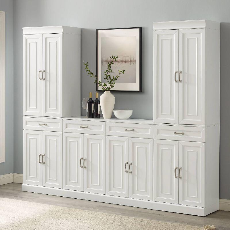 3pc Stanton Sideboard and Pantry Set White - Crosley: Home Office Storage, Traditional Farmhouse Design