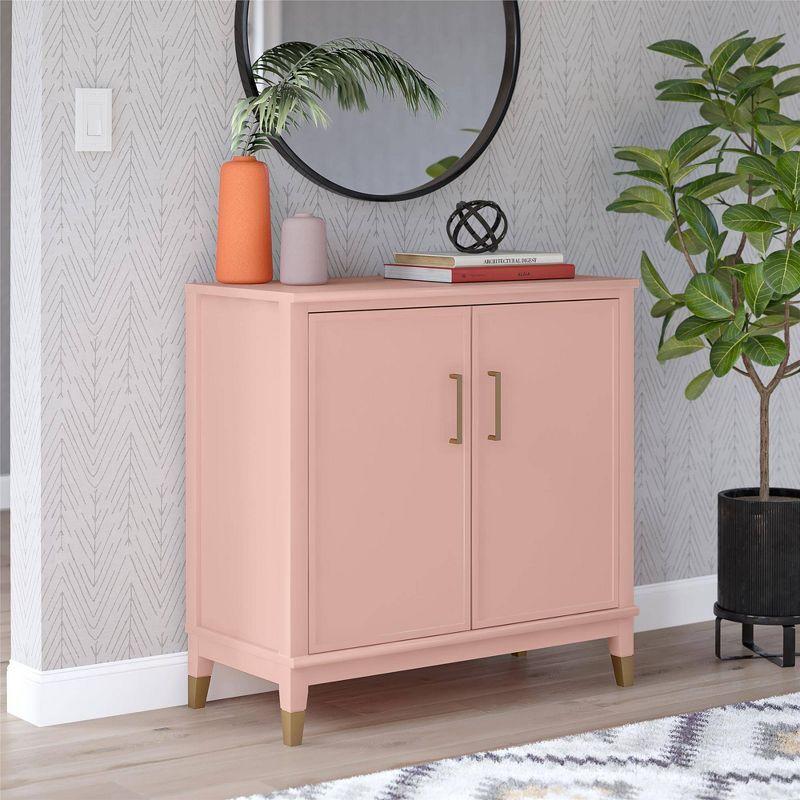 Pale Pink MDF 2-Door Accent Cabinet with Adjustable Shelving