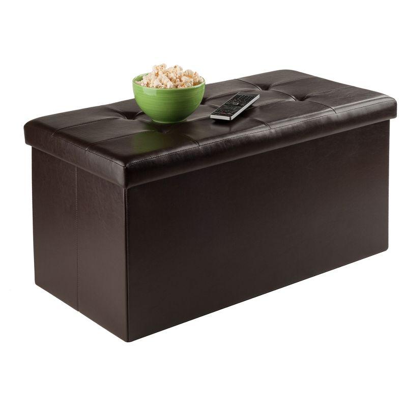 Winsome Ashford Ottoman with Accent Stools - Faux Leather - Espresso : Upholstered Entryway Bench, Footrest, No Assembly Required