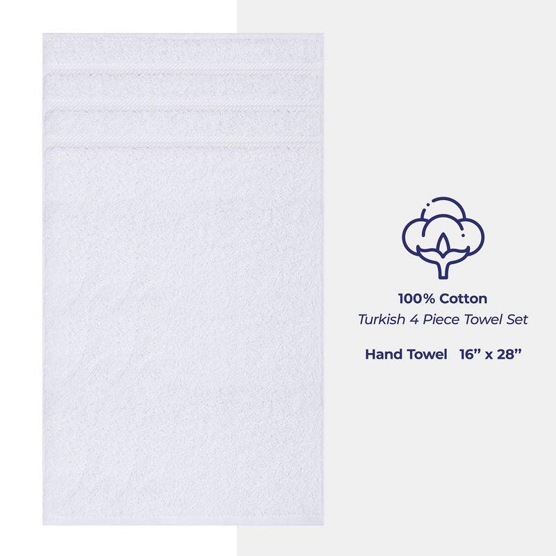 Luxury White Turkish Cotton 4-Piece Hand Towel Set