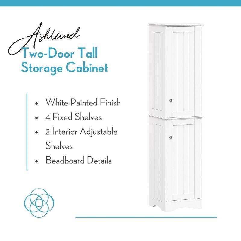 RiverRidge Ashland Two-Door Tall Bathroom Storage Cabinet and Linen Organizer with Adjustable Shelves - White