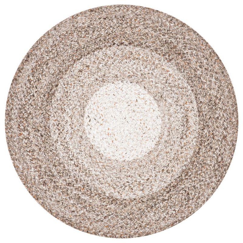 Handwoven Easy Care Brown & Beige Synthetic Braided Rug - 3' Round