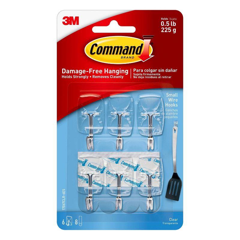 Command Clear Small Wire Hooks with Adhesive Strips, 6-Pack