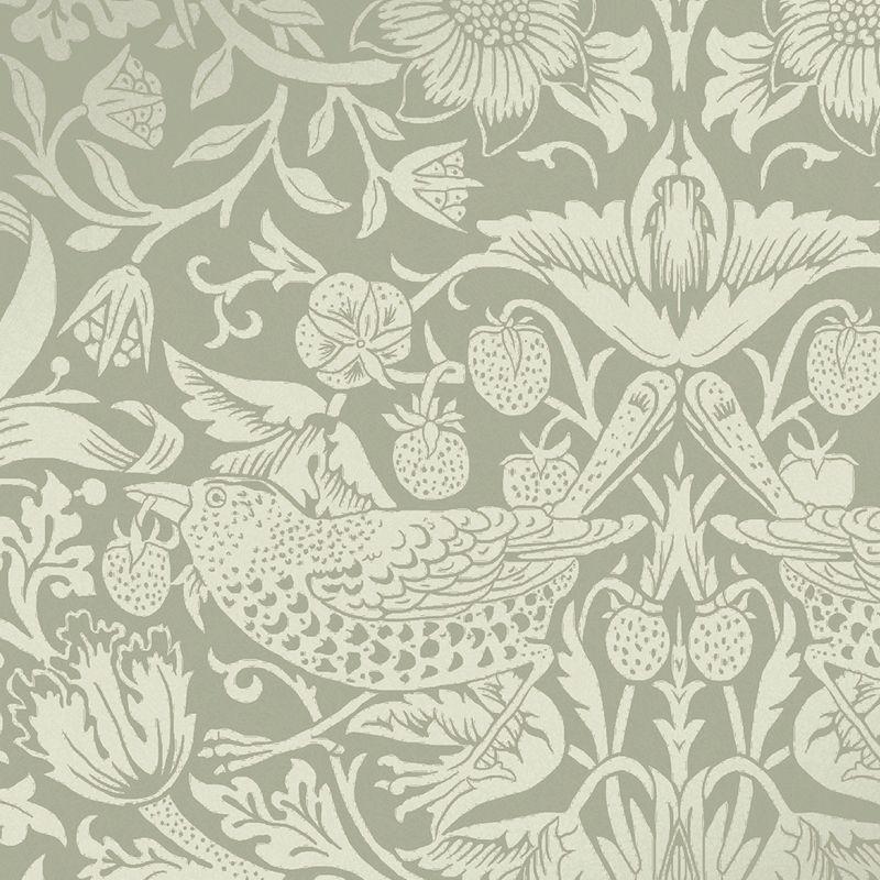 William Morris at Home Strawberry Thief Fibrous Sage Wallpaper