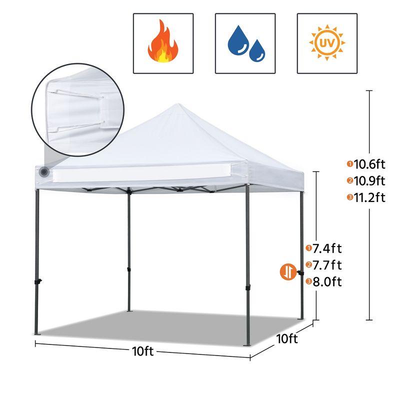 White Heavy-Duty Waterproof Pop-Up Canopy Tent 10'x10'