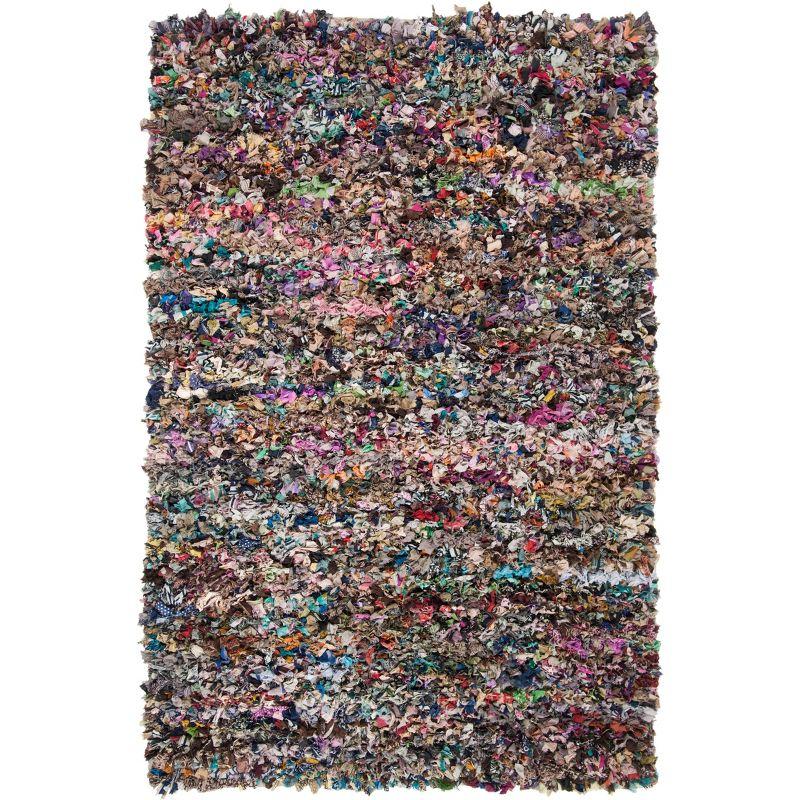 6' x 9' Grey and Multicolor Handmade Shag Area Rug