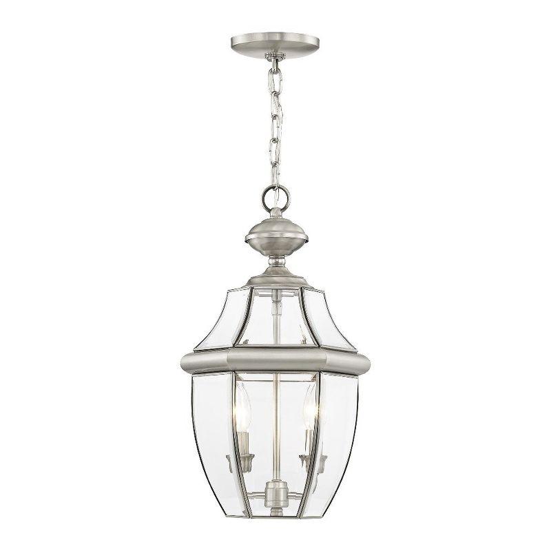 2 Light Outdoor Chain Lantern Pendant with Clear Glass Shade