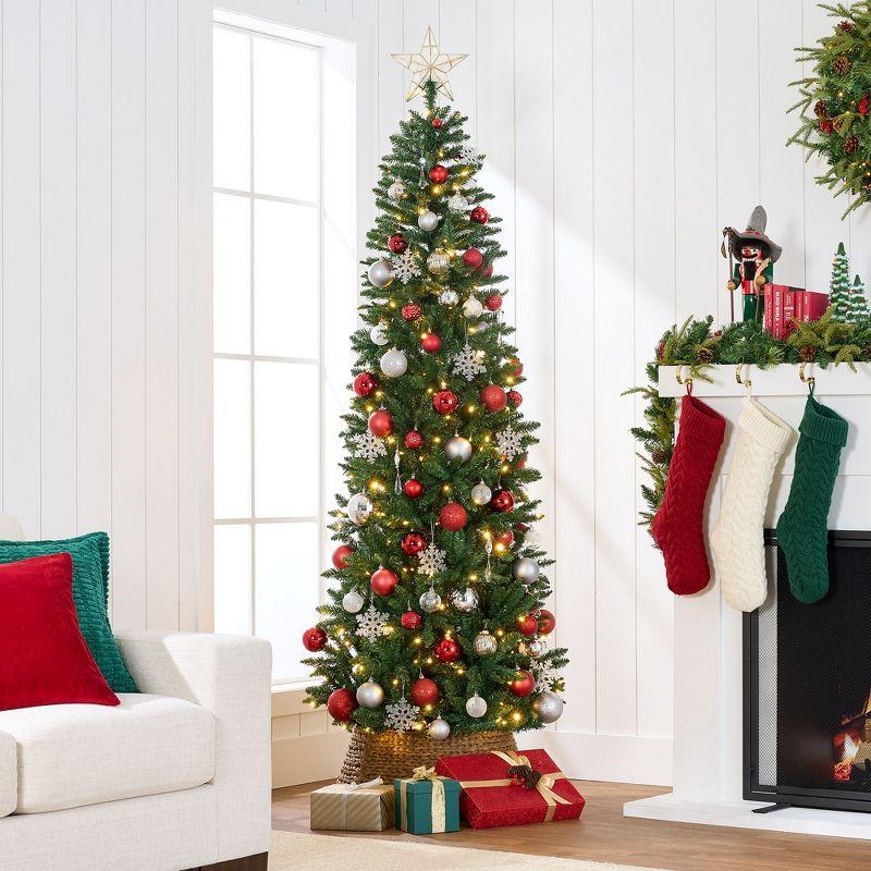 Best Choice Products 4.5ft Prelit Pencil Christmas Tree, Spruce Style Holiday Decor w/ 288 Tips, 150 Lights, Base