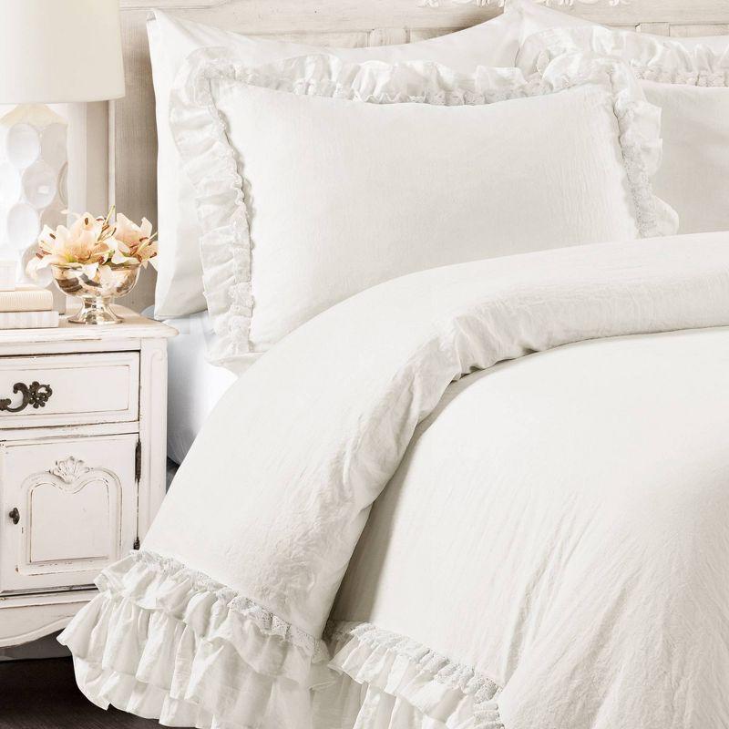 Ella Shabby Elegance Ruffle Lace Microfiber Comforter Set