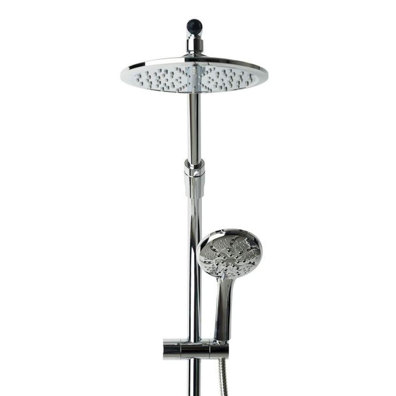 Shower Rail Kit 6-Spray Round High Pressure Handheld with Rain Showerhead, Slide Rail, Drill-free Installation in Chrome
