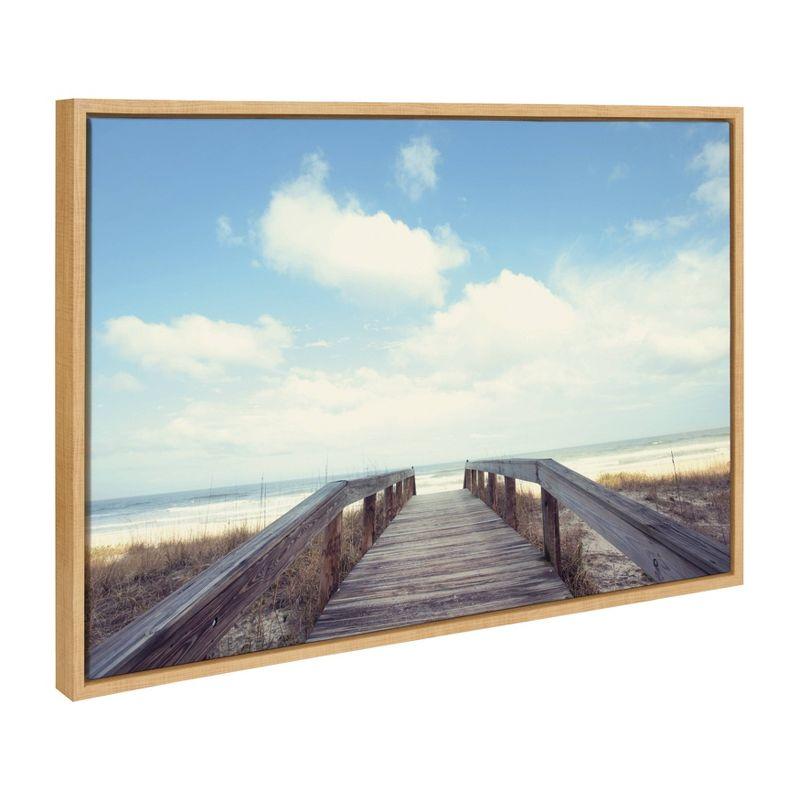 23" x 33" Sylvie To The Beach Framed Canvas by Matt Meyer Natural - DesignOvation: Coastal Decor Wall Art