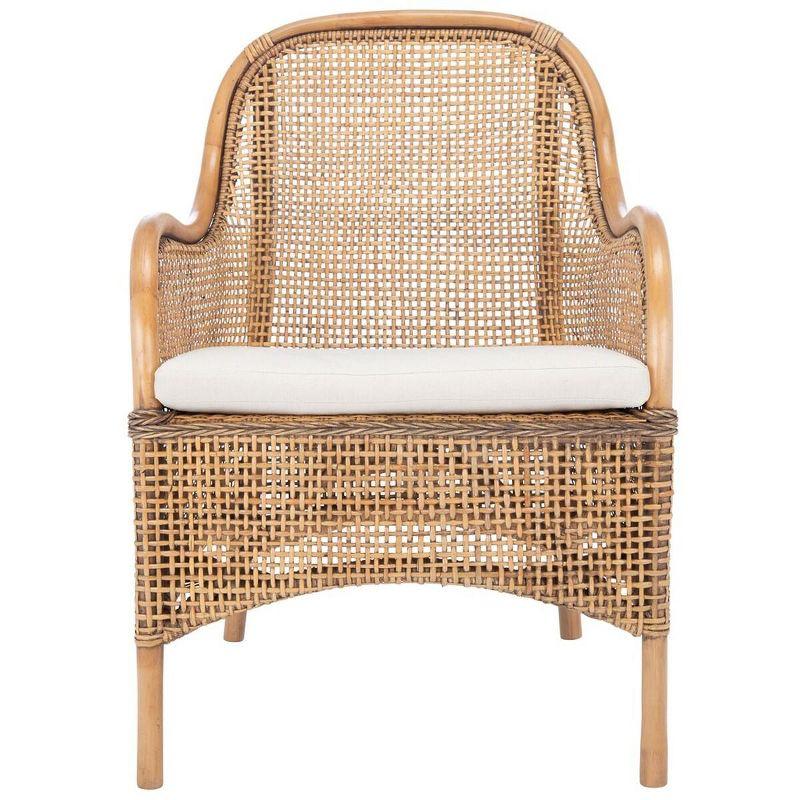 Charlie Rattan Accent Chair W/ Cushion - ACH6514 - White/Honey Brown Wash - Safavieh