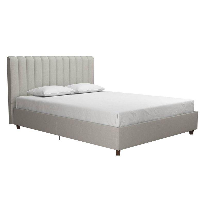 Elegant Queen Gray Linen Tufted Upholstered Bed with Wood Frame