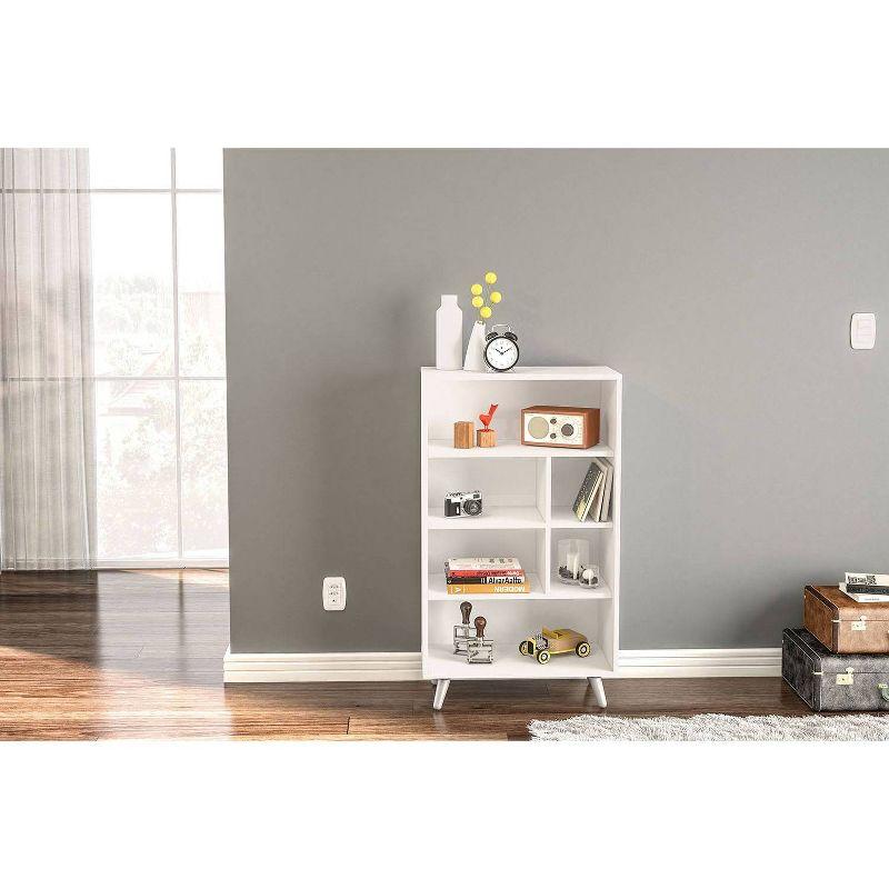 40.75" Sidney 4 Shelf Bookshelf White - Polifurniture: Modern Style, Particle Board, for Dorm Use