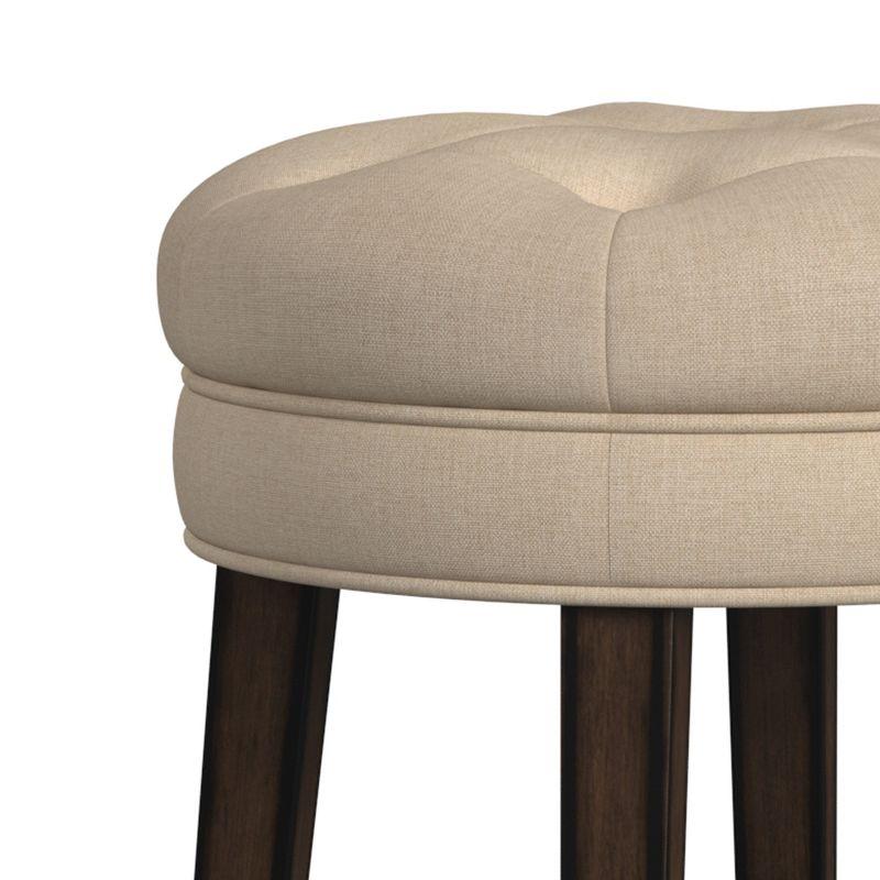 Krauss Backless Counter Height Barstool: Linen Upholstery, Charcoal Wood Frame - Hillsdale Furniture