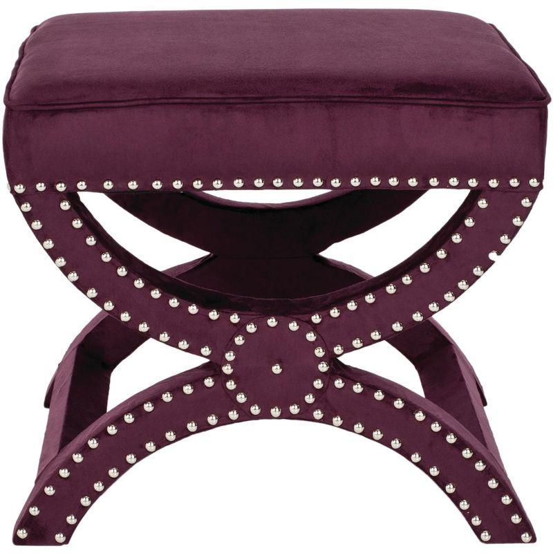 Mystic Ottoman with Silver Nail Heads - Plum - Safavieh