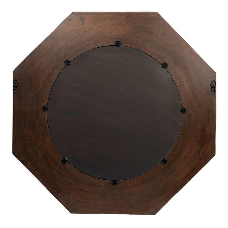 Storied Home Hexagonal Carved Wood Framed Wall Mirror