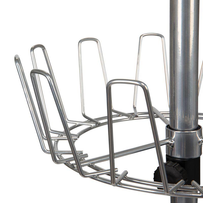 Household Essentials 4 Tier Shoe Tree Silver: Iron Frame Shoe Rack, Holds 24 Pairs, Freestanding Shoe Storage Solution