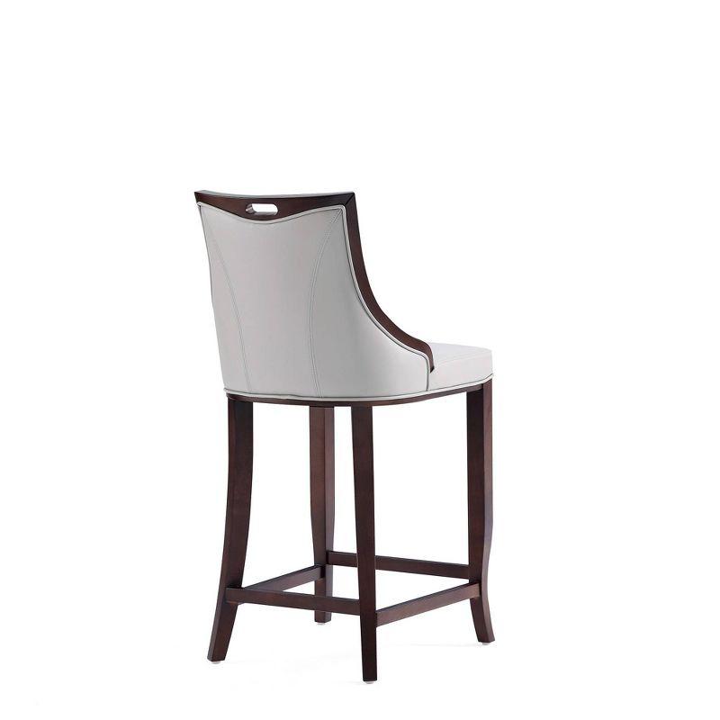 Manhattan Comfort Set of 3 Emperor Upholstered Beech Wood Faux Leather Barstools Light Gray: Semi-Gloss Finish, Foam Padded