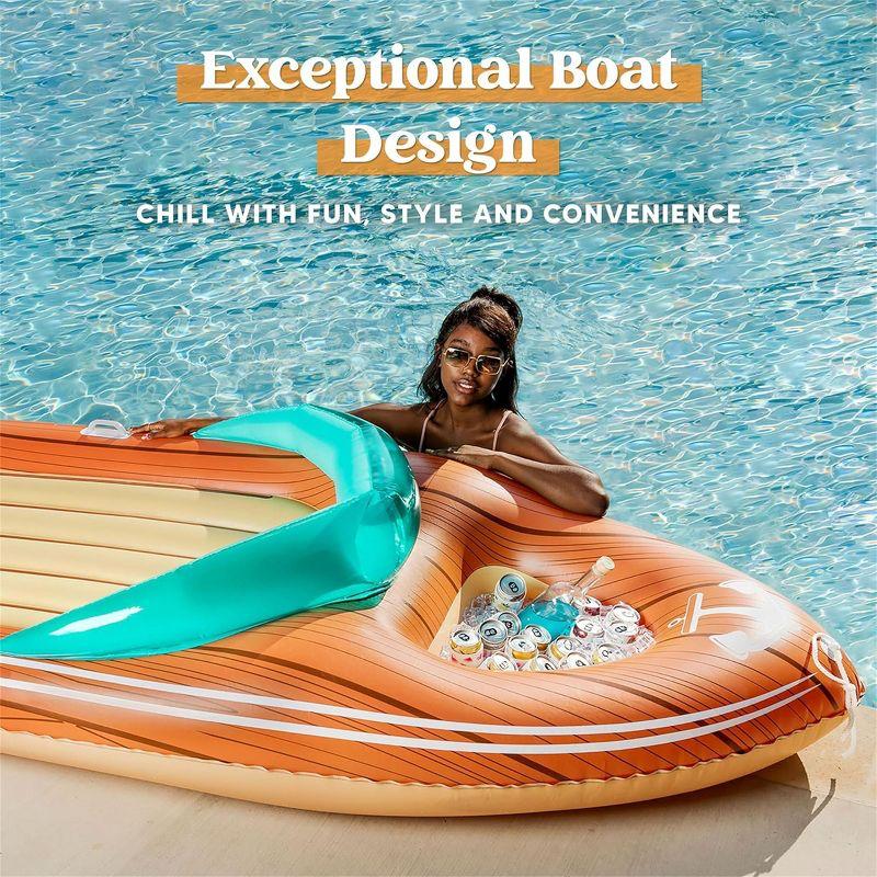 Joyfy Inflatable Pool Floats Raft with Reinforced Cooler, Funny Giant Boat Pool Float, Swimming Pool Party Beach Lake Pool Lounge Float for Family