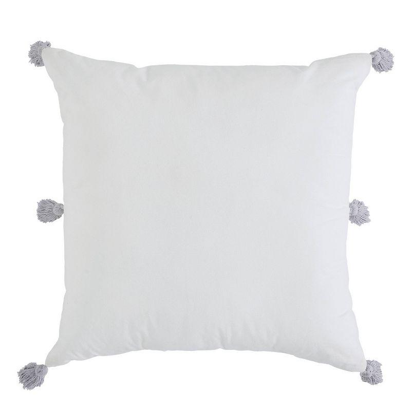 White and Gray Cotton Boho Diamond Tufted 20" Square Pillow