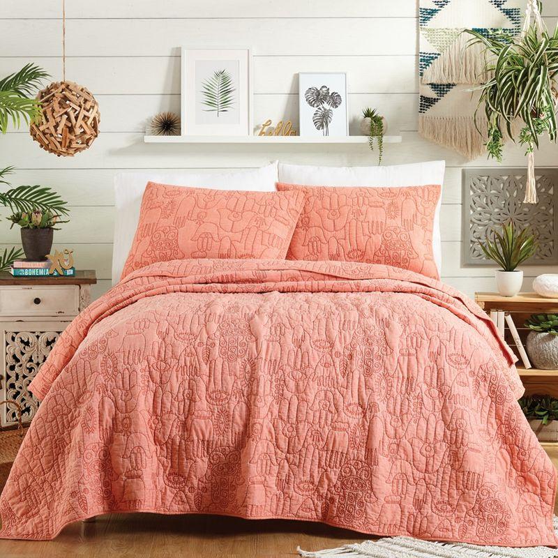 Jungalow Hamsa Solid Embroidered 3-Piece Quilt Set