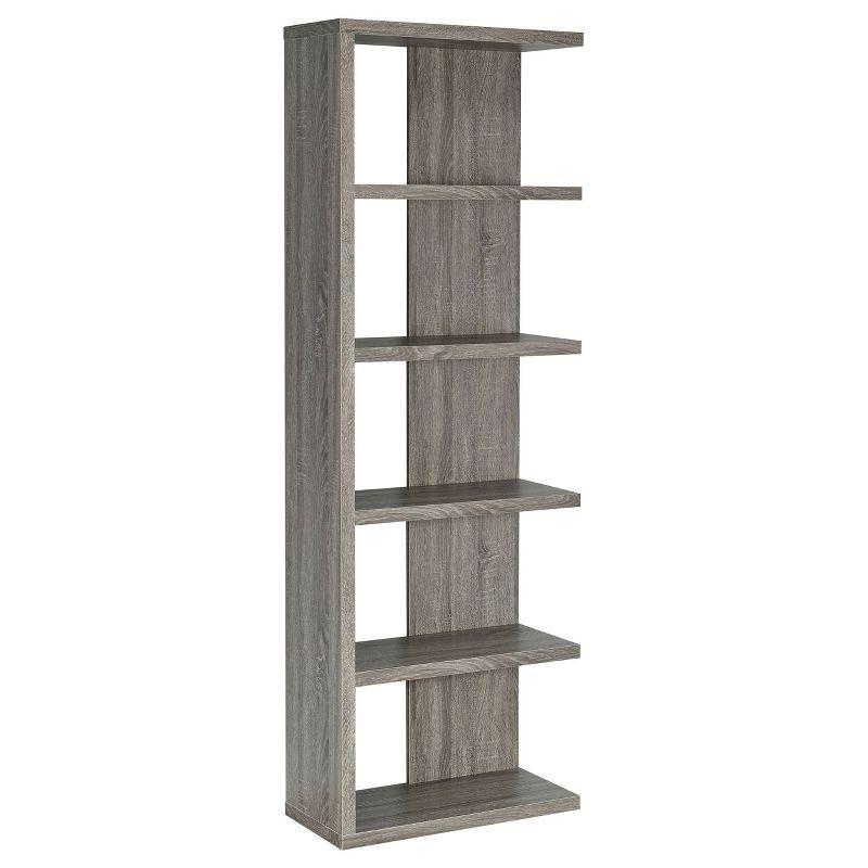 70.75" Rustic 5 Shelf Bookcase Weathered Gray - Coaster: Laminated Melamine, Fixed Shelves, Open Back