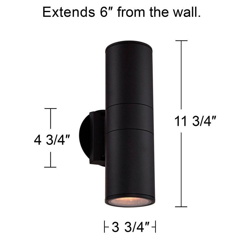 Possini Euro Design Ellis Modern Outdoor Wall Light Fixture Black Cylinder Up Down 11 3/4" for Post Exterior Light Barn Deck Post Light House Porch