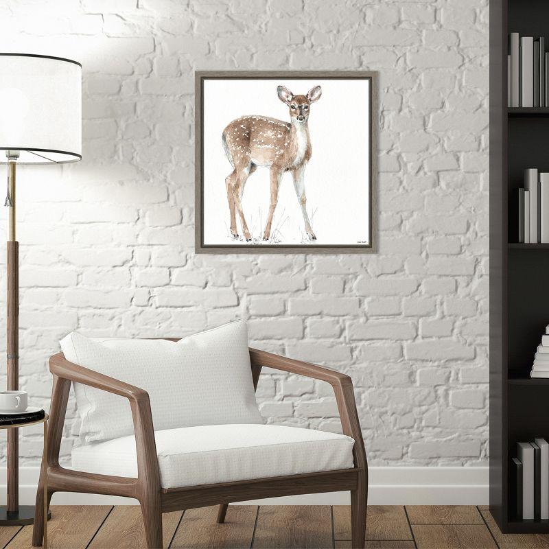 Amanti Art Forest Friends XII (Deer) by Lisa Audit Canvas Wall Art Print Framed 16-in. x 16-in. in Gray