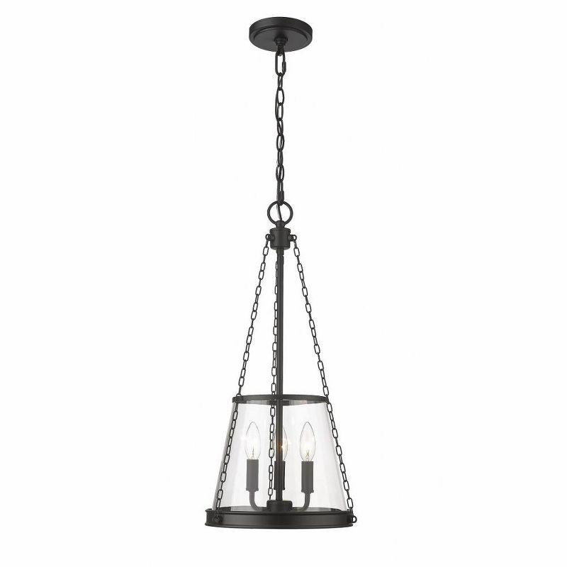 Prescott Matte Black Mini Drum Pendant with Nickel Accents