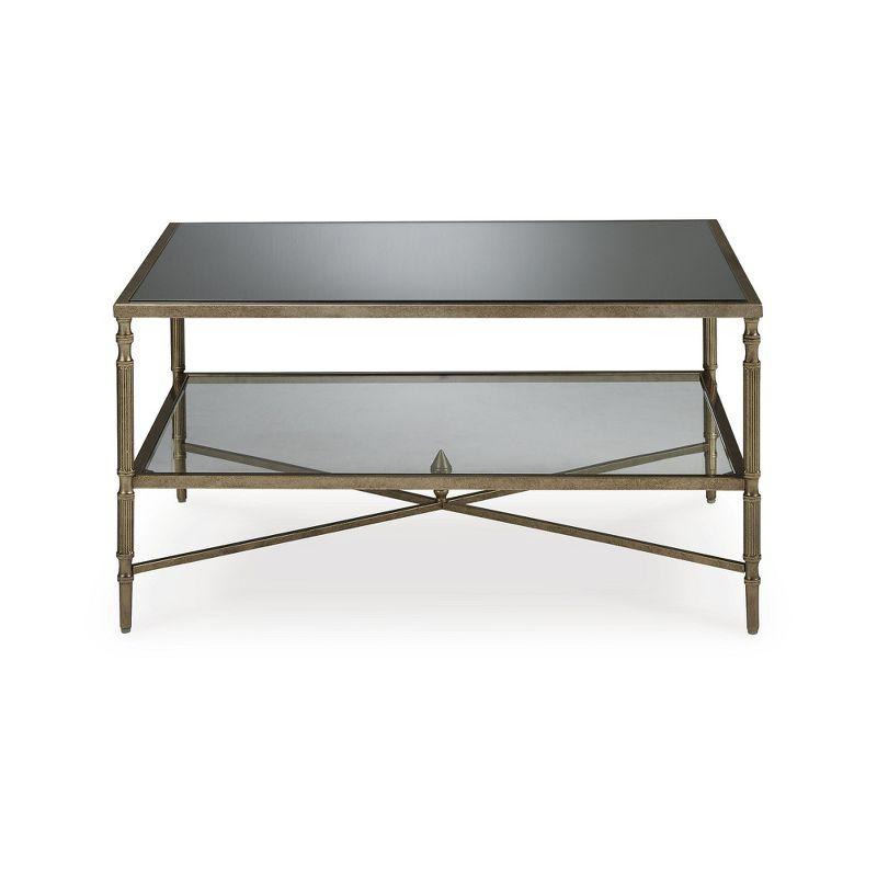 Signature Design by Ashley Cloverty Glass Top Coffee Table, Aged Gold