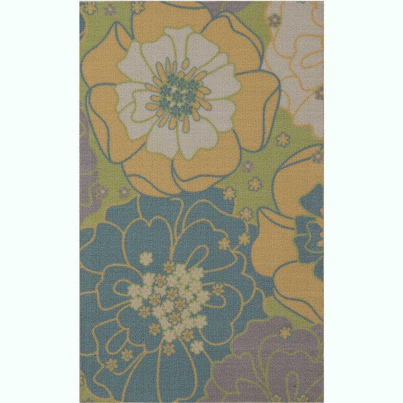 Floral Bliss Green Synthetic 27" Indoor/Outdoor Tufted Rug