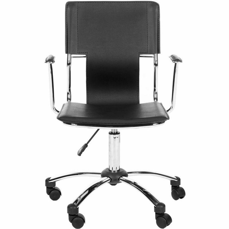 Transitional Kyler Black Leather & Metal Desk Chair