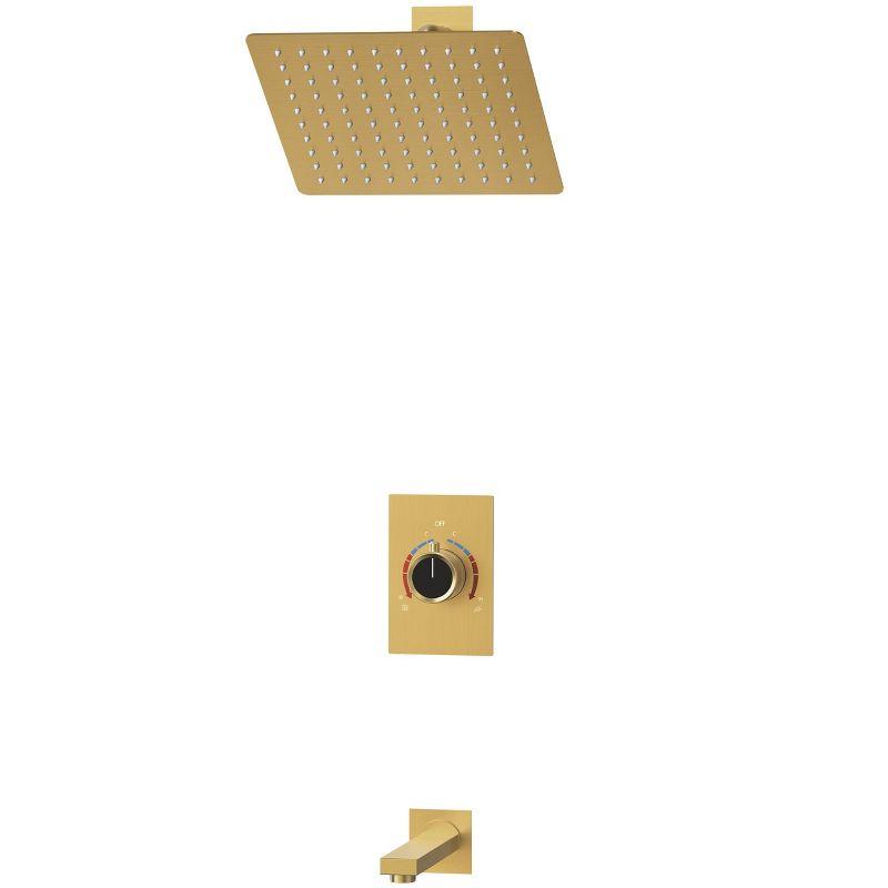 EVERSTEIN AquaSpa Shower Faucet Set with Tub Spout, 8-Inch Rain Shower Head with Valve SFS-1035-GD8