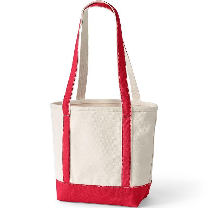 Lands' End Medium Natural 5 Pocket Open Top Long Handle Canvas Tote Bag -  - Natural/Heritage Red