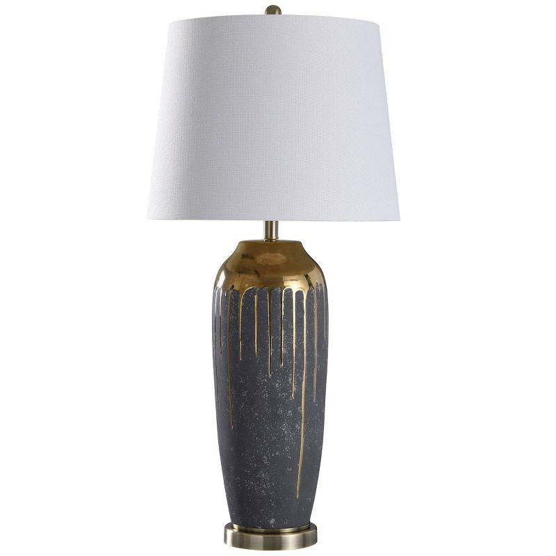 Marloe Gold Ceramic Base Table Lamp - StyleCraft: Metallic Accent, Drum Shade, 3-Way Switch